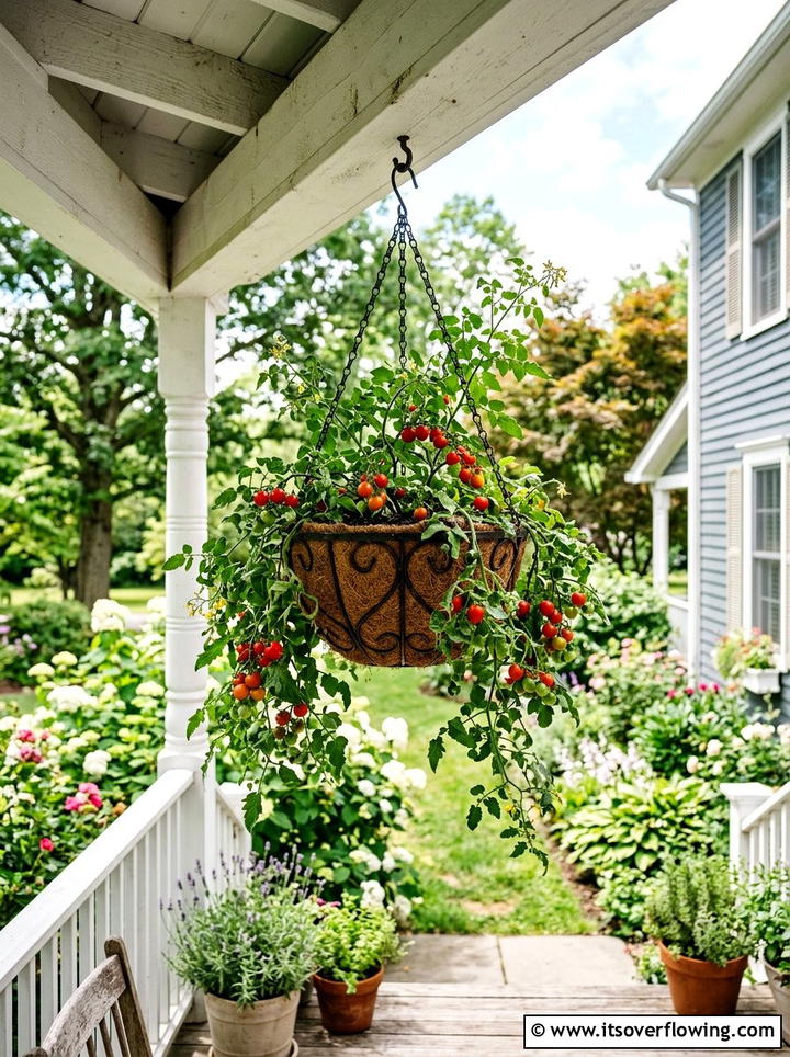 Hanging Vegetable Basket - 25 small garden ideas with vegetables