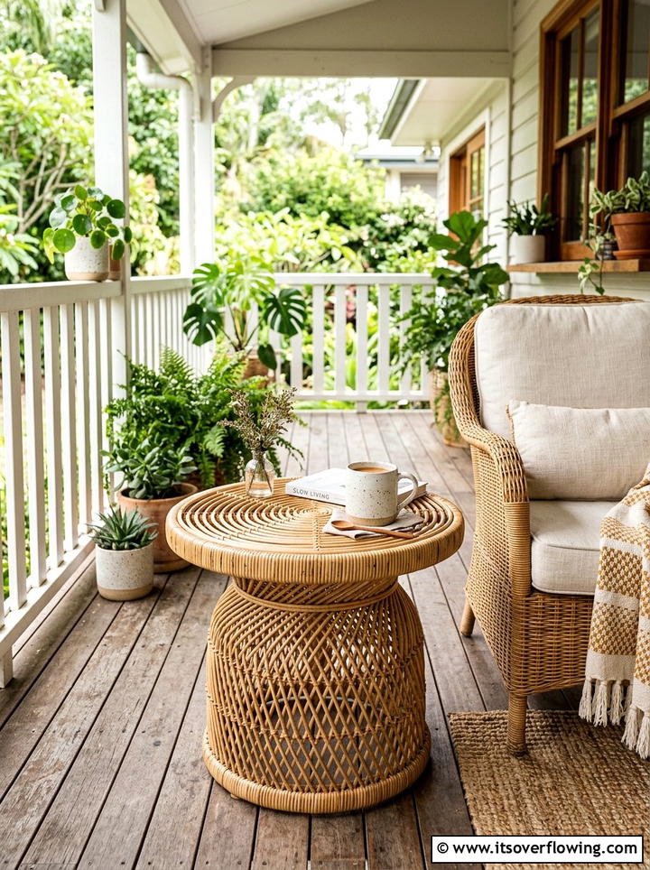 Hanging Wicker Baskets - 25 front porch decor ideas with boho textures