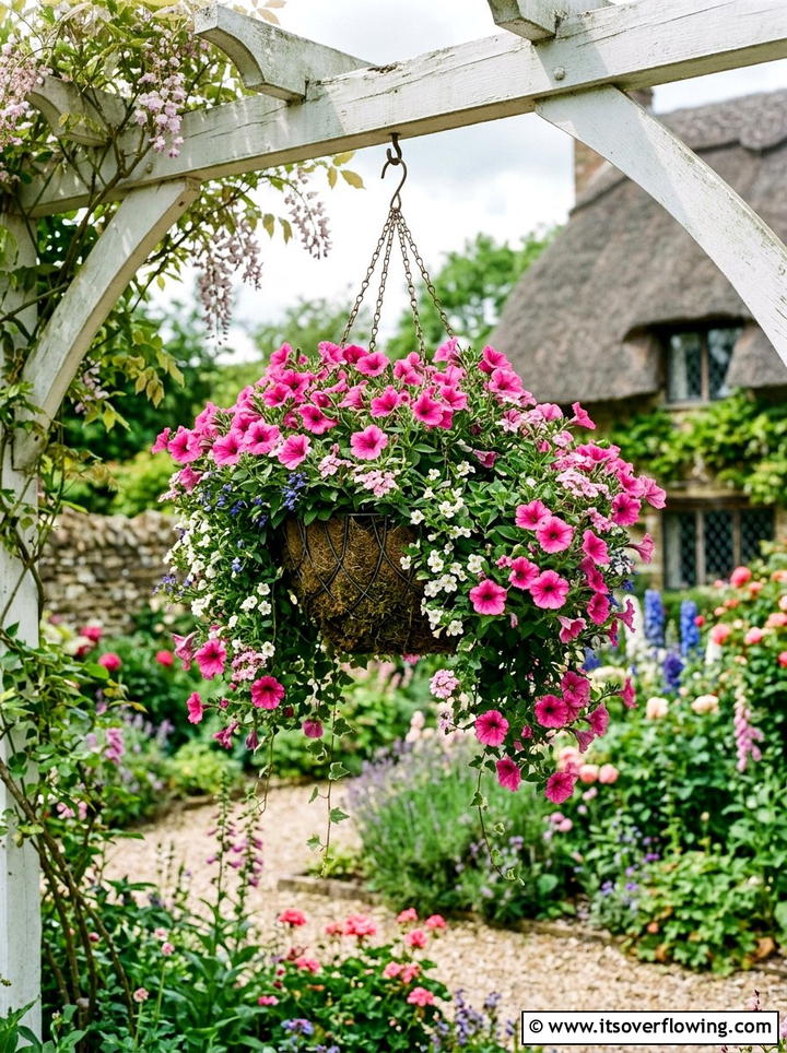 Hanging basket arrangement - 25 small garden ideas for patio