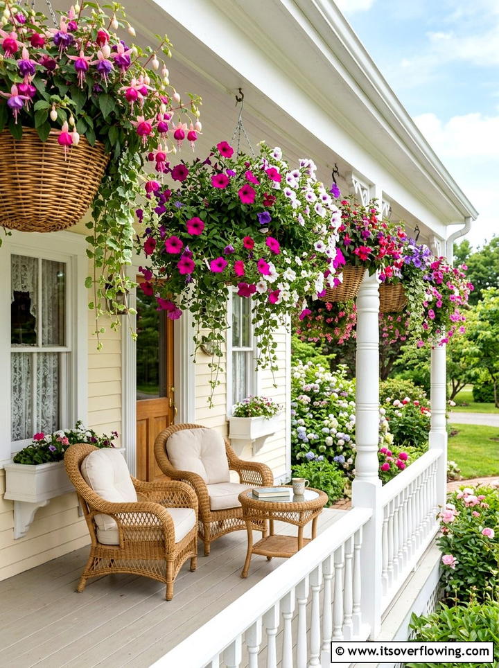 Hanging basket display - 25 creative garden ideas with hummingbird plants