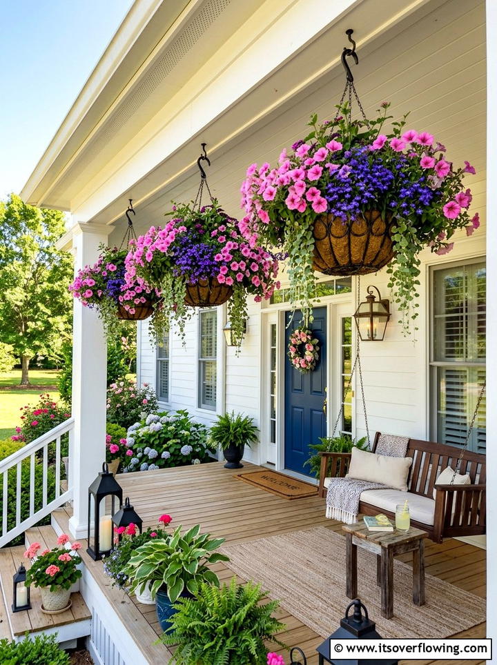 Hanging basket display - 25 garden ideas with vertical planters