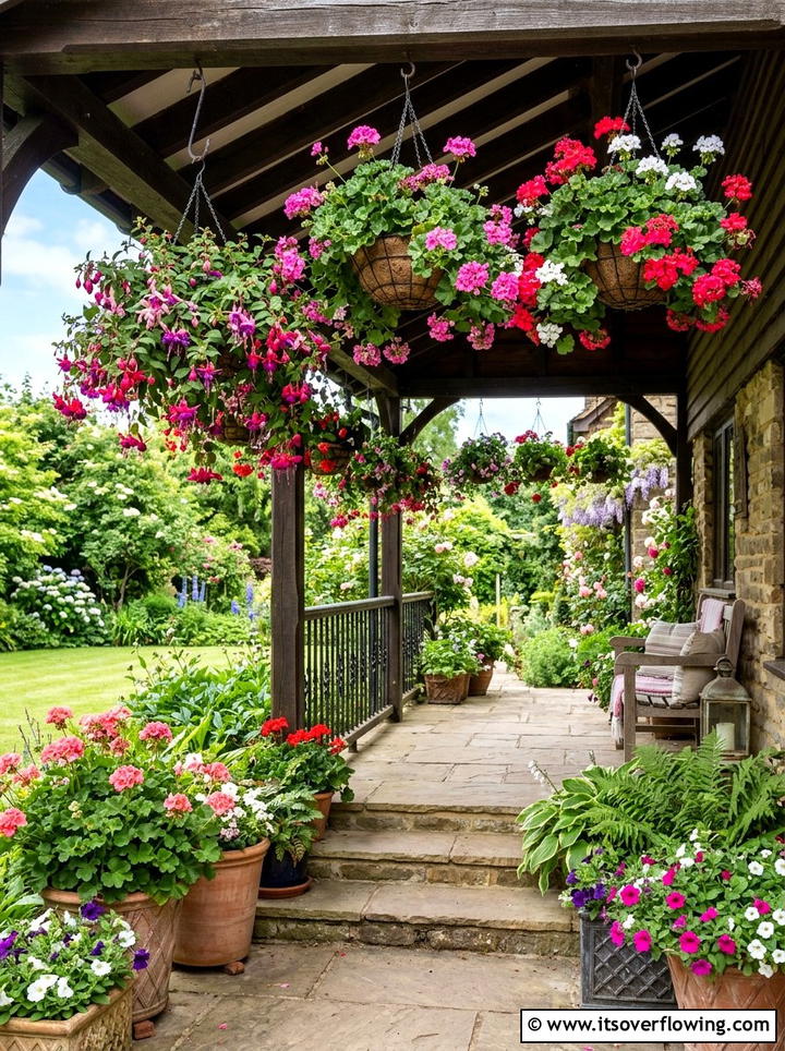 Hanging basket porch - 25 front porch ideas with spring decor