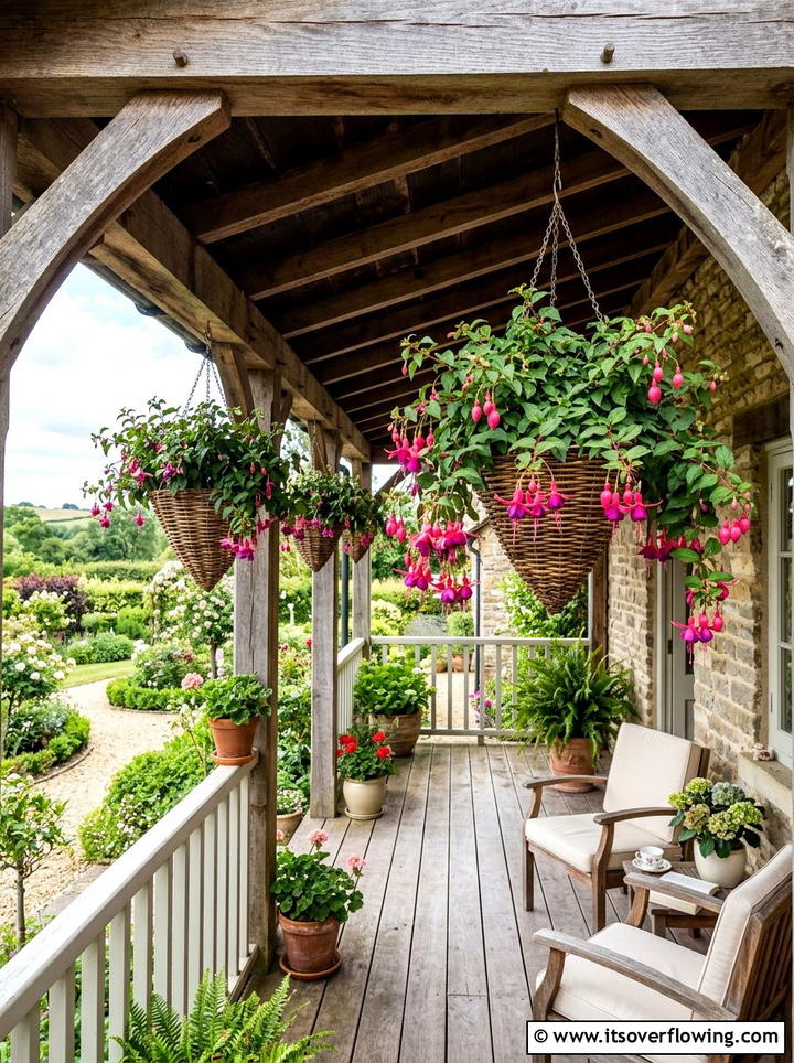 Hanging baskets for vertical interest - 25 small garden ideas for year round color