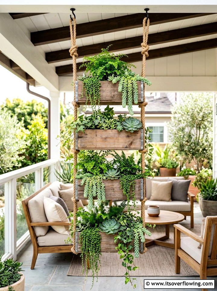 Hanging crate wall planter - 25 garden ideas with old crates