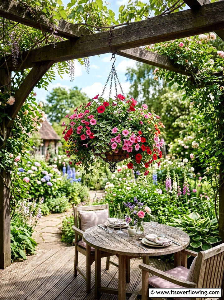Hanging flower basket - 25 garden decor ideas for decks