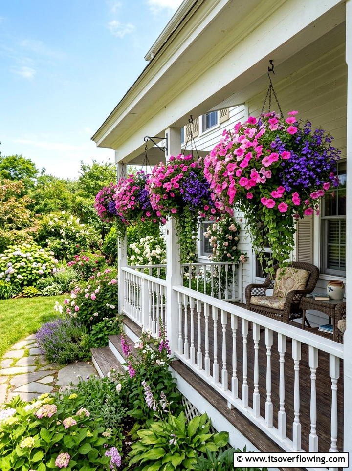 Hanging flower basket - 25 garden decor ideas for small gardens
