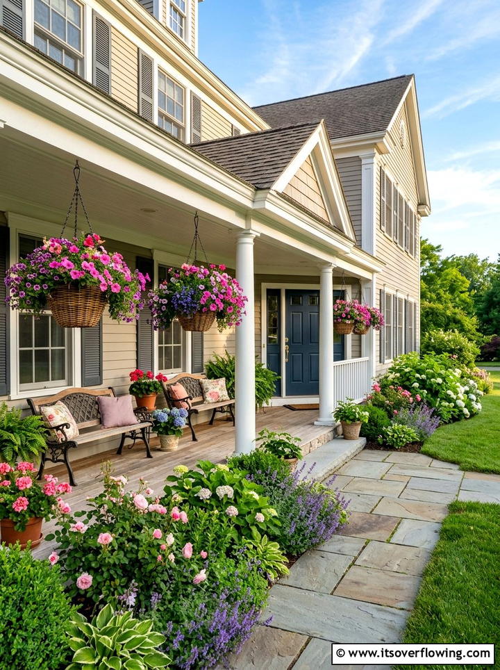 Hanging flower baskets - 25 garden decor ideas for outdoor parties