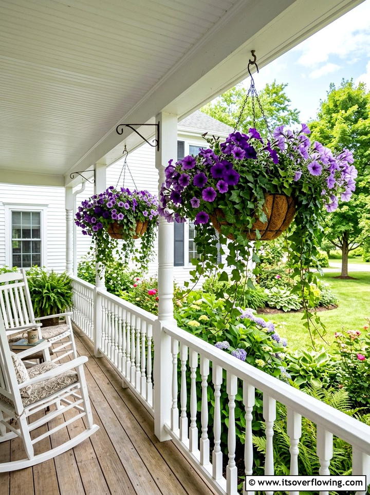 Hanging flower baskets - 25 front porch decor ideas with baskets