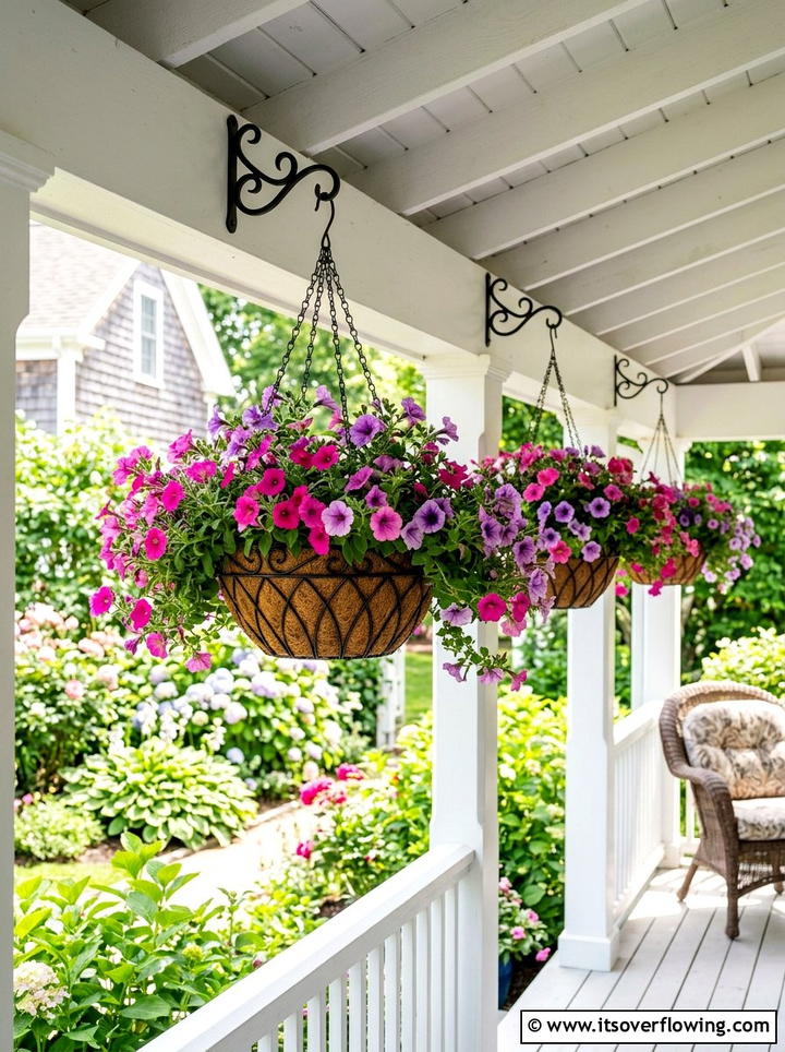 Hanging flower baskets - 25 front porch ideas for small porches