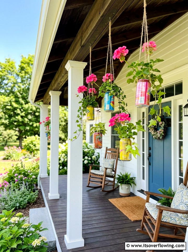 Hanging flower baskets soda cans - 25 recycled garden ideas with aluminum cans