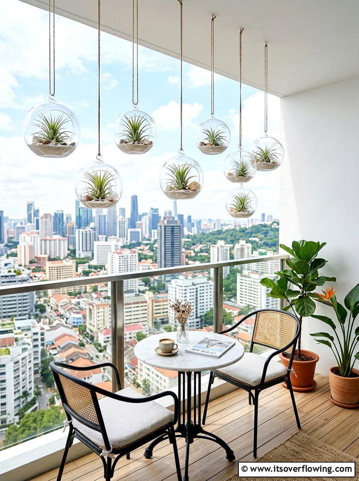 Hanging glass orbs - 25 garden decor ideas with hanging decor