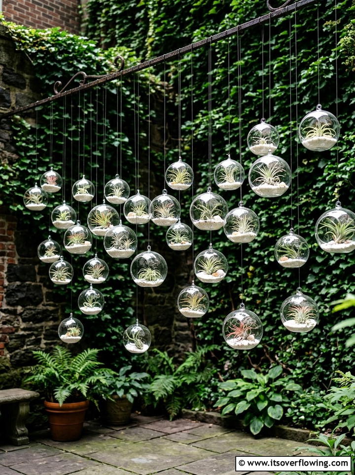 Hanging glass terrarium wall - 25 garden ideas with vertical planters