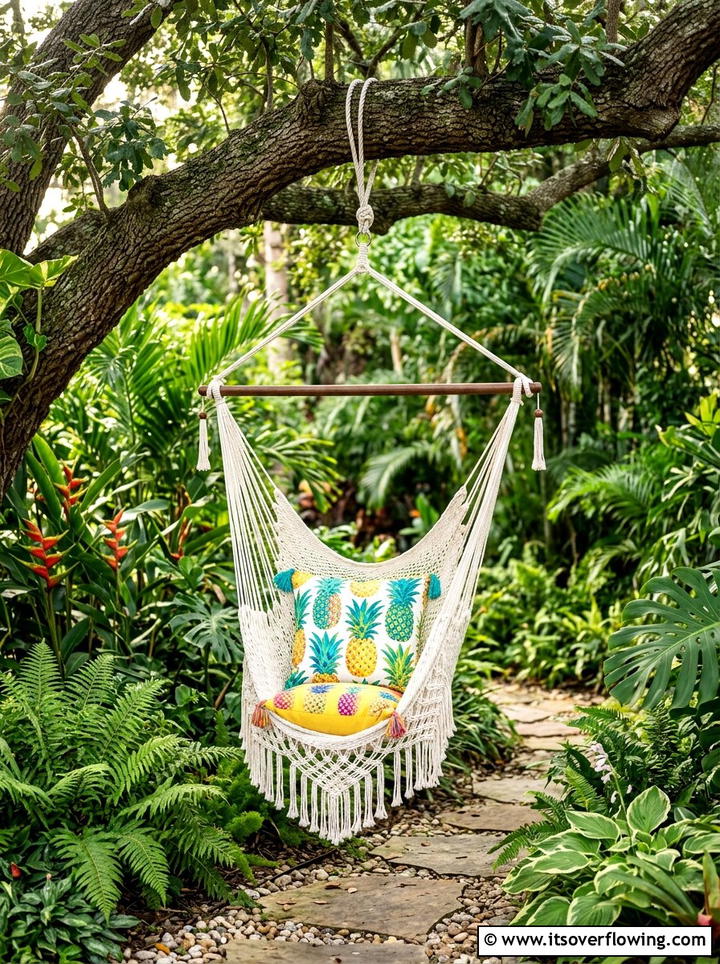Hanging hammock chair - 25 backyard decorating ideas with tropical accents