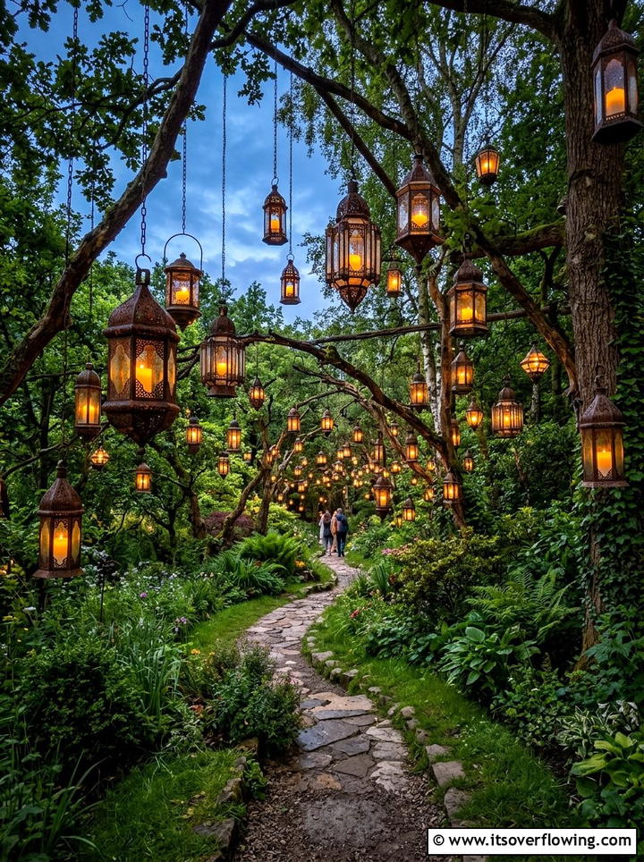 Hanging lantern garden - 25 backyard ideas for fall gatherings