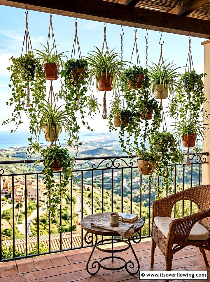 Hanging plant divider - 25 small garden ideas with privacy screens