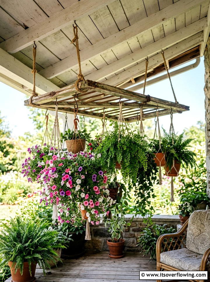 Hanging plant rack - 25 upcycled garden ideas with old gates