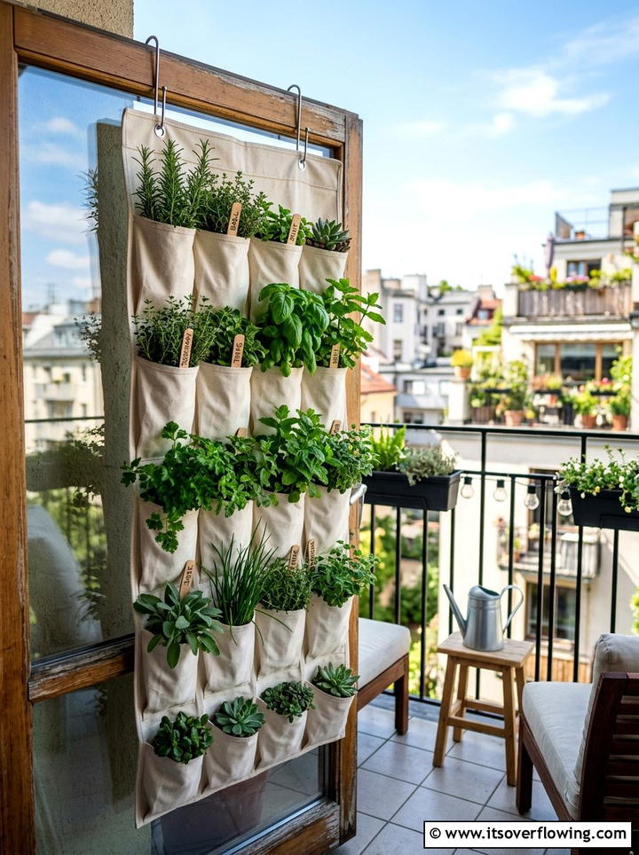 Hanging shoe organizer garden - 25 upcycled garden ideas with vertical gardens