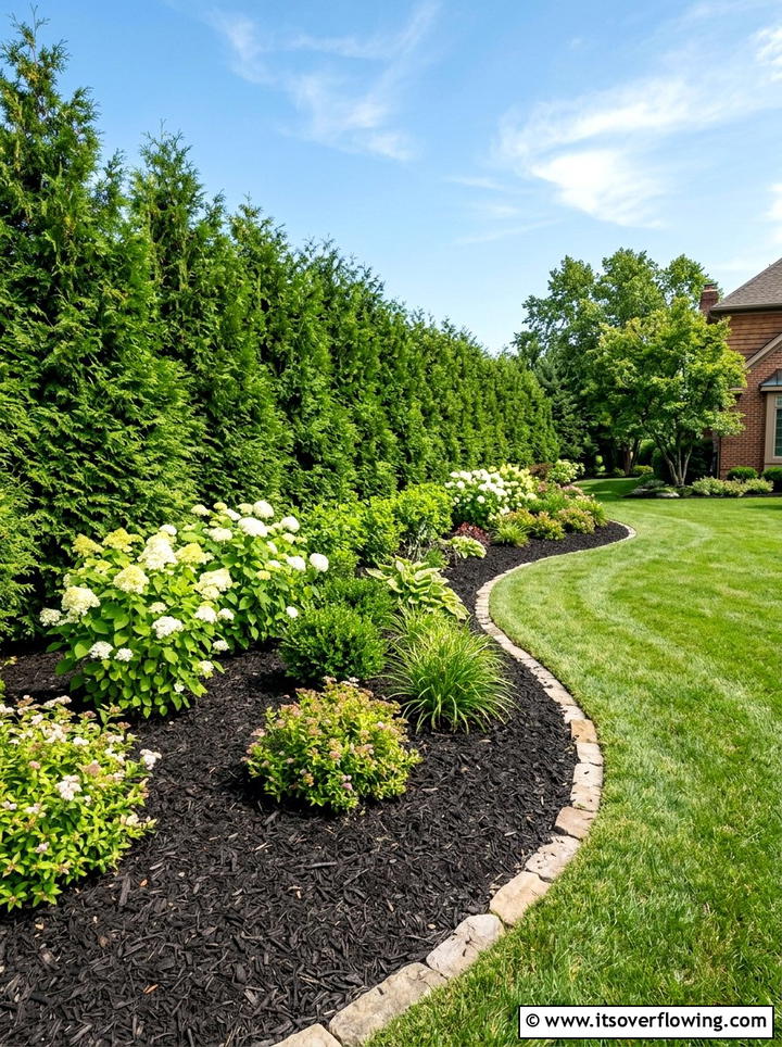 Hardwood Mulch Shrub Border - 25 cheap garden ideas with mulch