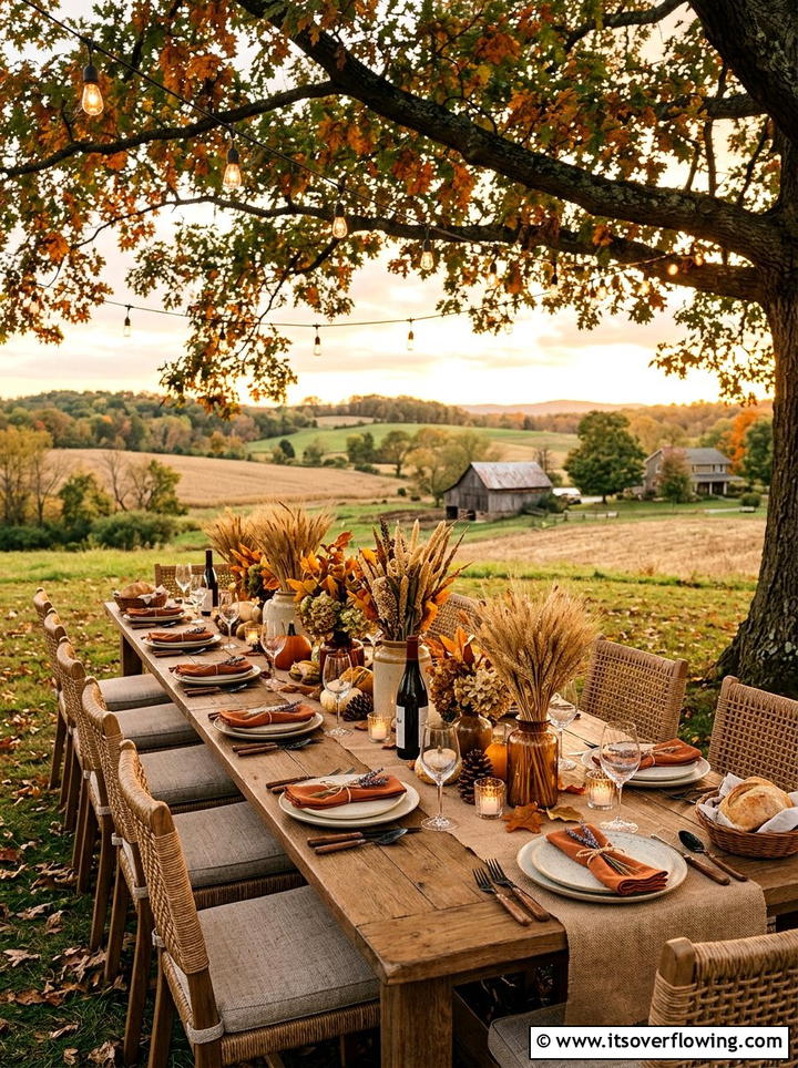 Harvest Dining Table - 25 backyard decorating ideas with seasonal decor
