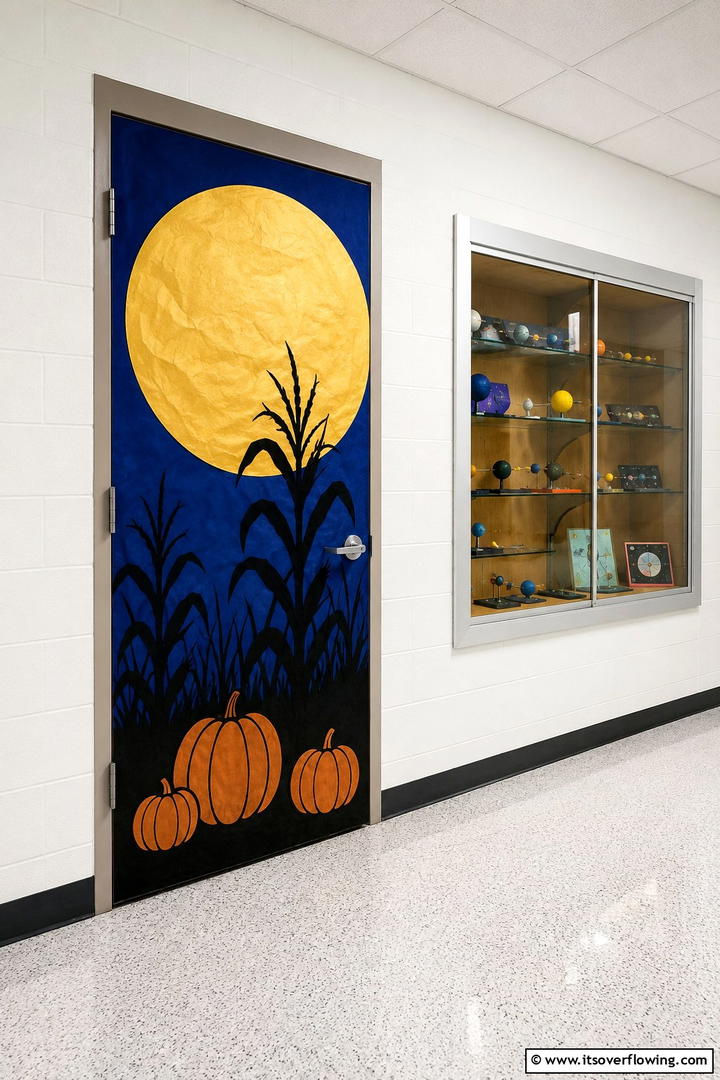 Harvest Moon Night - 50 Fall Door Decor Classroom Ideas for Cozy Entryways