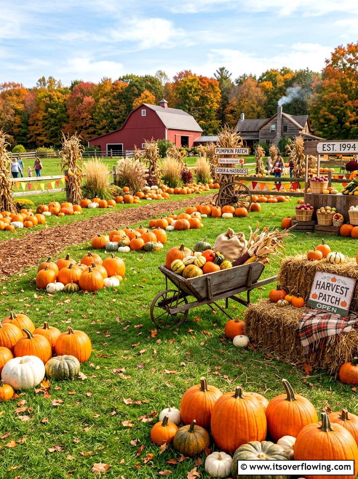 Harvest Pumpkin Patch Setup - 25 garden decor ideas with fall decor