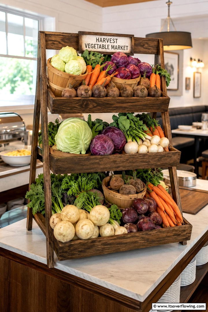 Harvest Vegetable Market - 50 Fall Tiered Tray Decor Ideas for Festive Shelves