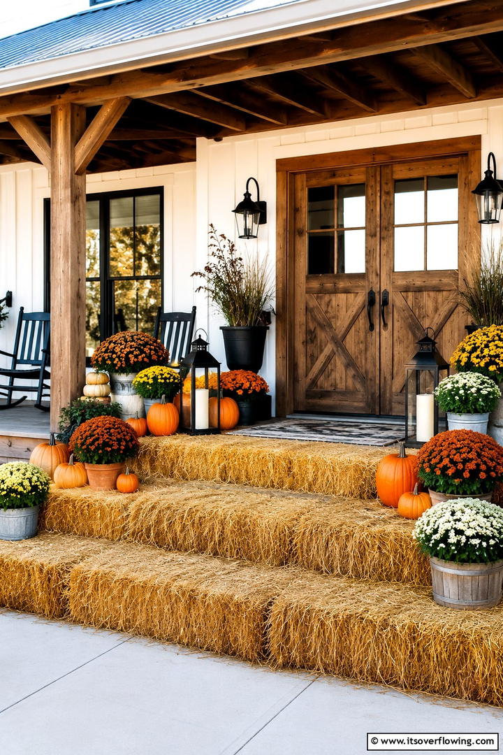 Hay Bale Porch Foundation - 50 Fall Front Door Decor Ideas Roundup- Curb Appeal