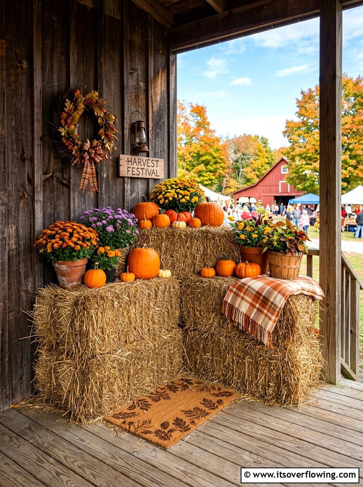 Hay Bales For Porch Seating - 25 front porch ideas with fall decor