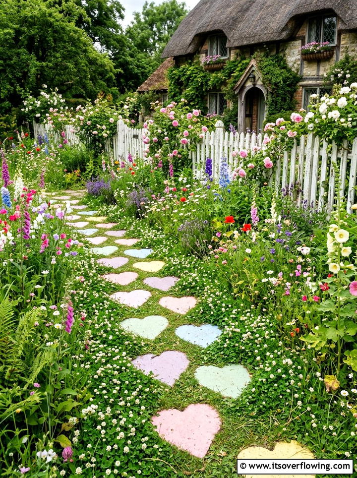 Heart Shaped Stone Path - 25 backyard decorating ideas with stepping stones
