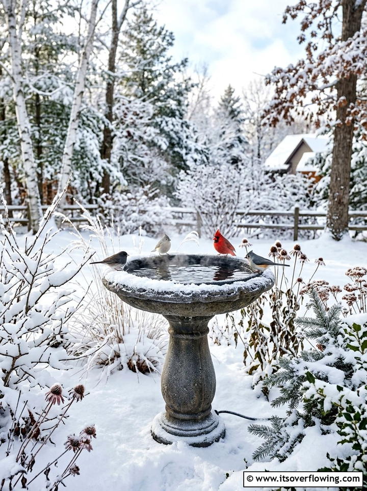 Heated bird bath - 25 garden ideas for birds