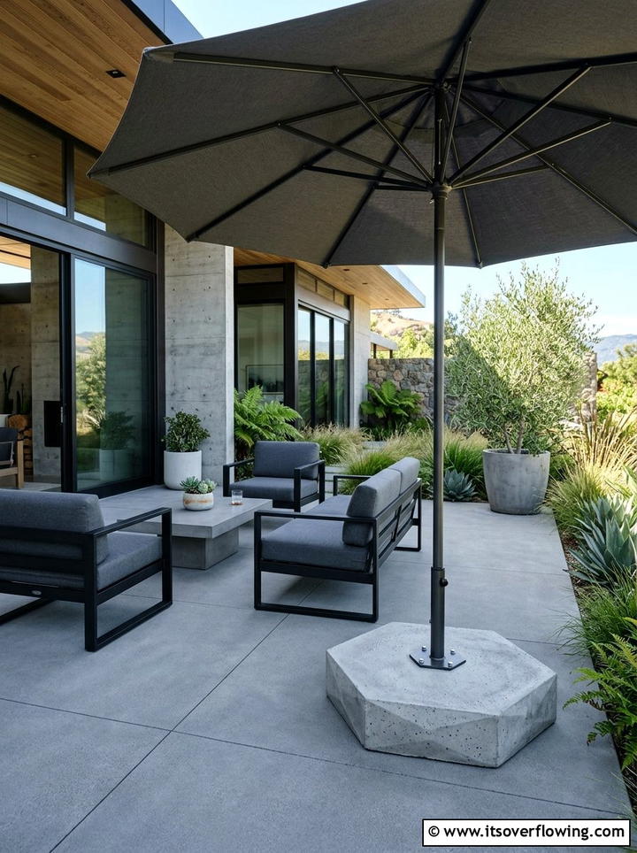 Heavy Concrete Umbrella Base - 25 front porch ideas with umbrella stand