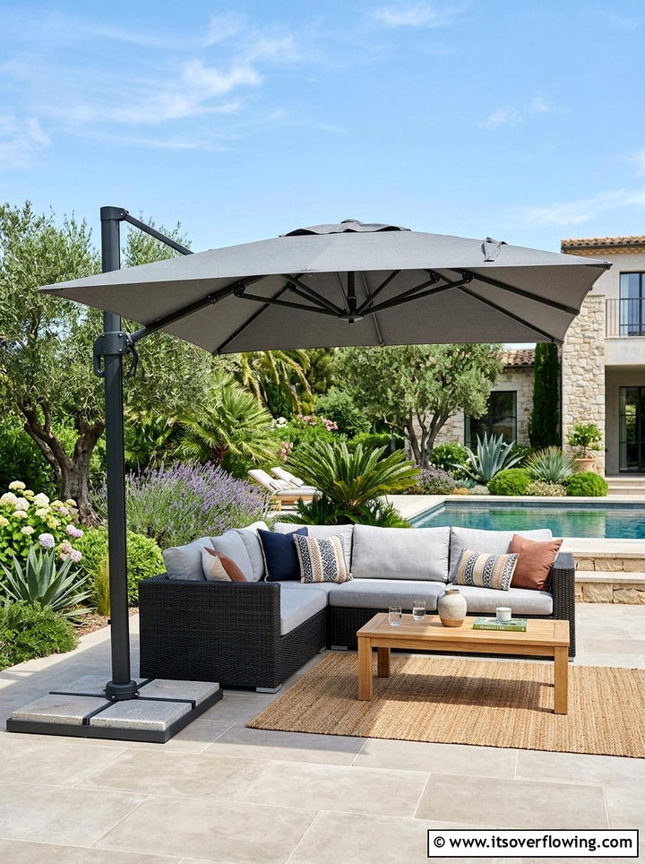 Heavy Duty Cantilever Umbrella - 25 backyard ideas with umbrellas
