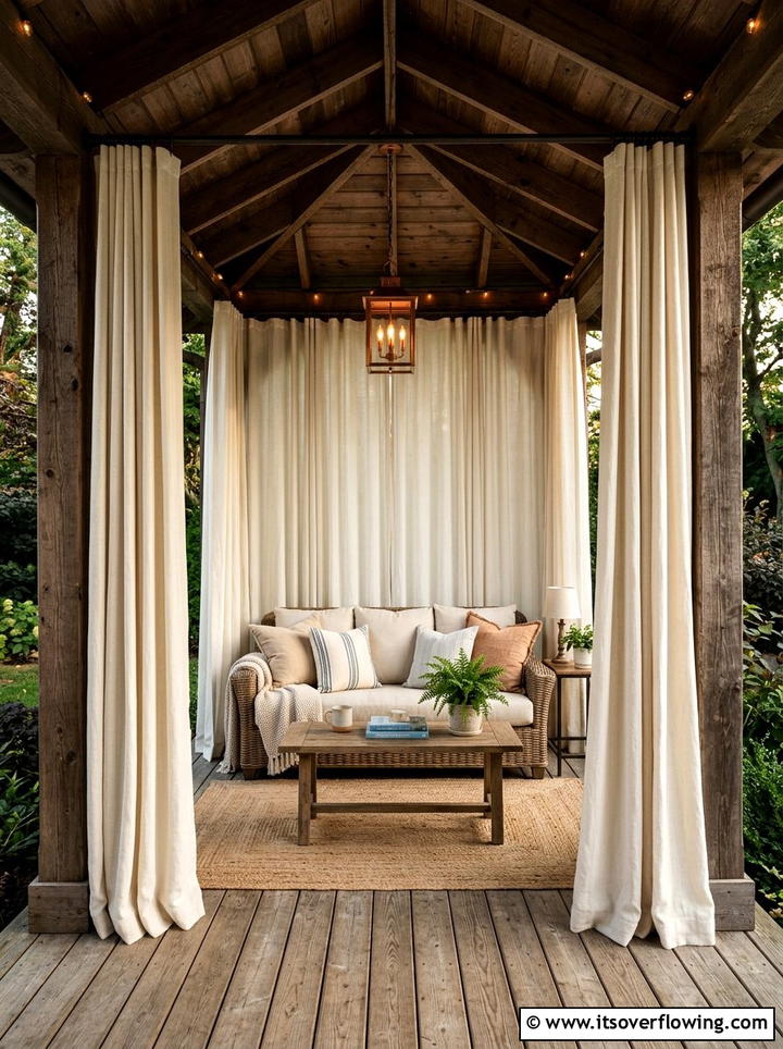 Heavy Privacy Curtain - 25 front porch ideas for cold climates