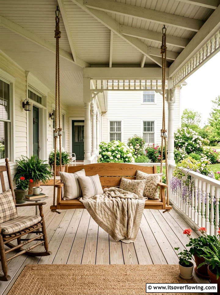 Heavy Wood Porch Swing - 25 front porch ideas with wood accents