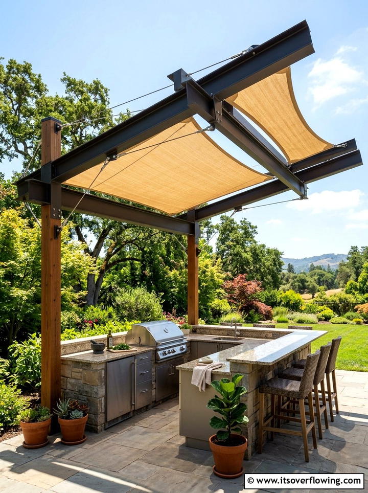Heavy duty sun shade - 25 garden decor ideas with pergola curtains