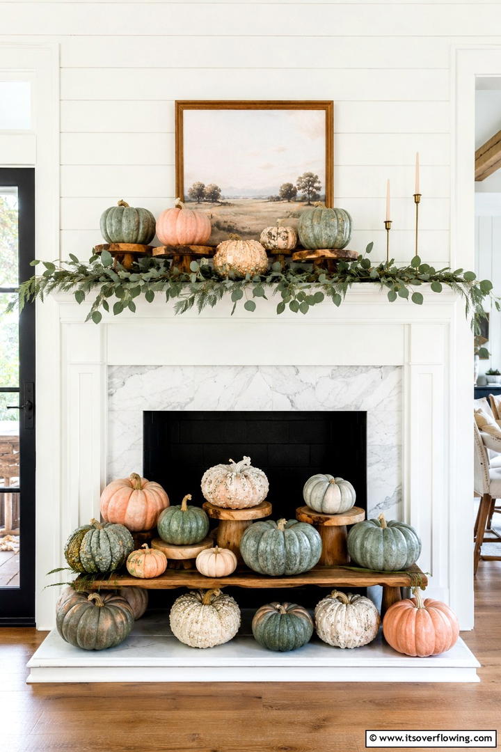 Heirloom Pumpkin Collection - 50 Fall Fireplace Decor Ideas to Warm Autumn Gatherings