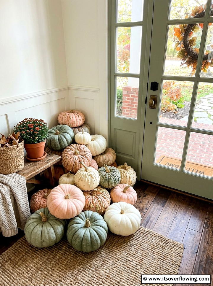 Heirloom Pumpkin Pile - 25 front porch decor ideas for fall