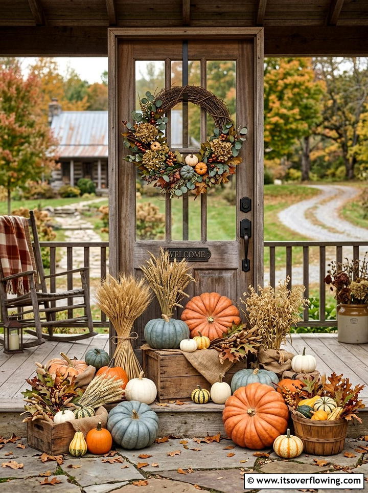 Heirloom pumpkin collection - 25 front porch decor ideas with fake pumpkins