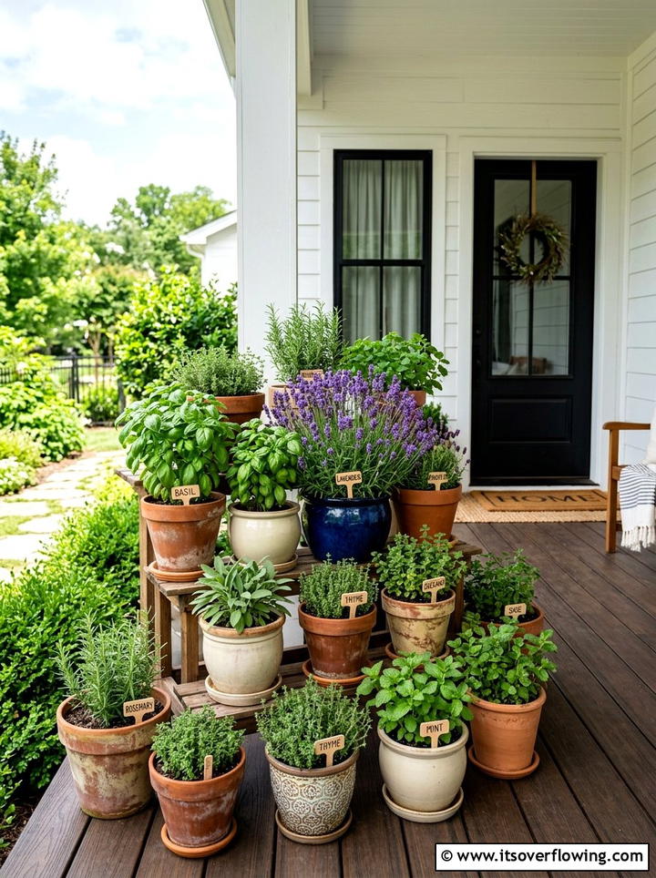 Herb Garden Containers - 25 front porch ideas with edible plants