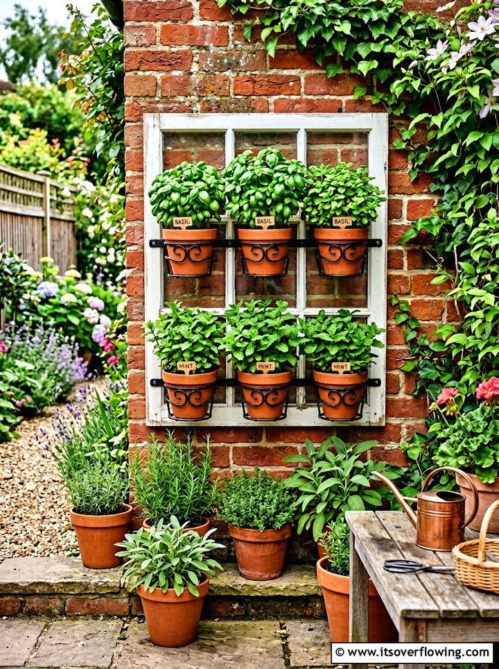 Herb Garden Display - 25 upcycled garden ideas with old windows