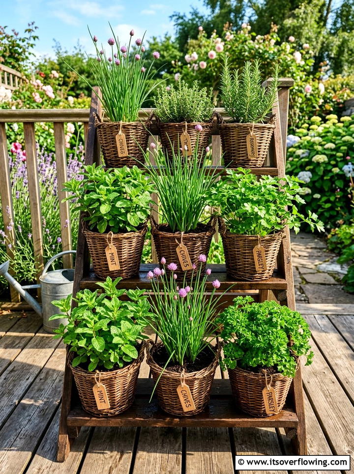 Herb Garden In Baskets - 25 recycled garden ideas with baskets