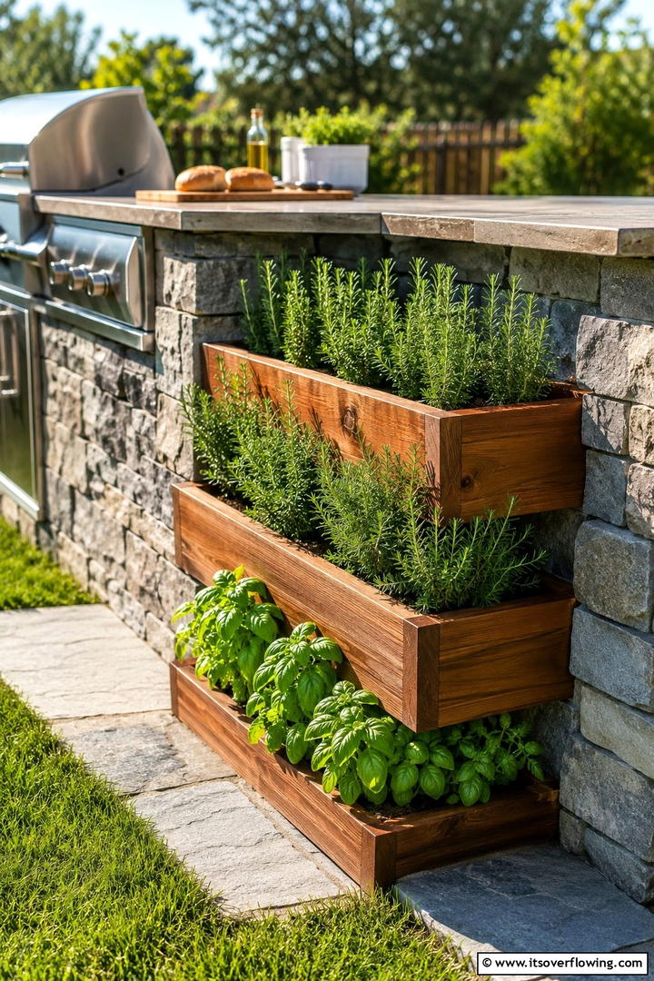 Herb Garden Integration - 30 Rustic Outdoor Kitchen Ideas for Al Fresco Dining