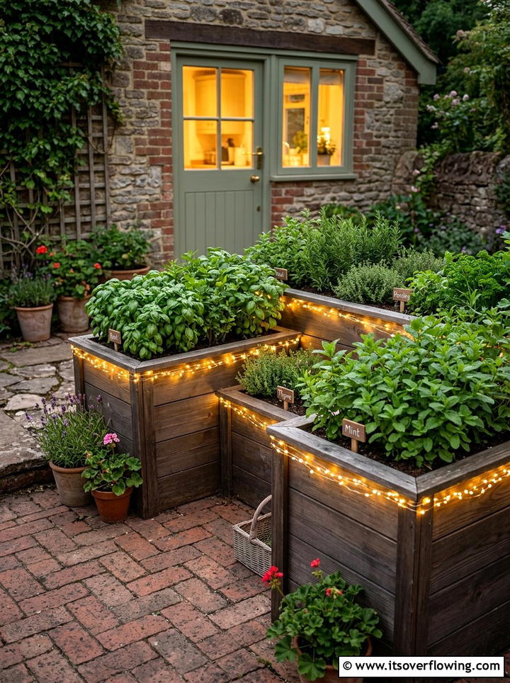 Herb Garden Lights - 25 cheap garden ideas with string lights