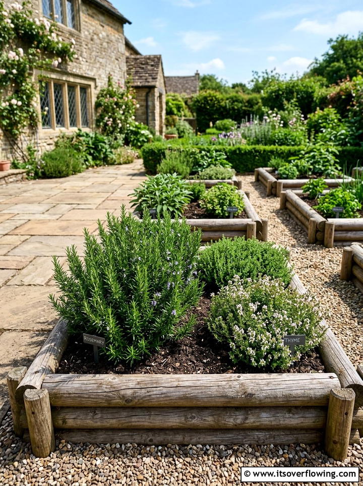 Herb Garden Log Edging - 25 backyard ideas with log edging