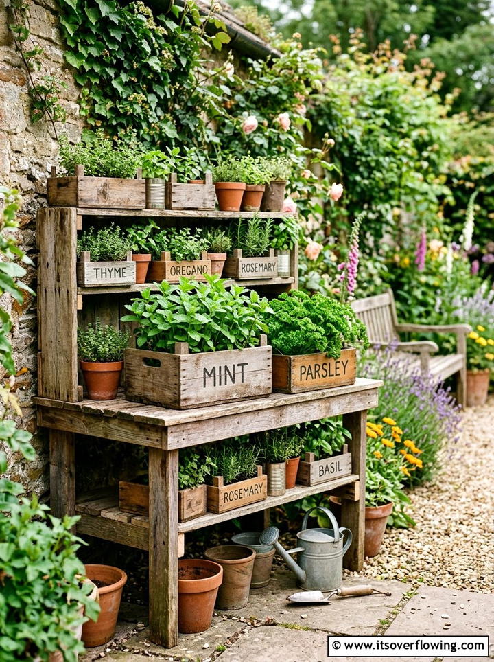 Herb Garden Made From Scrap Wood - 25 creative garden ideas with reclaimed wood beds