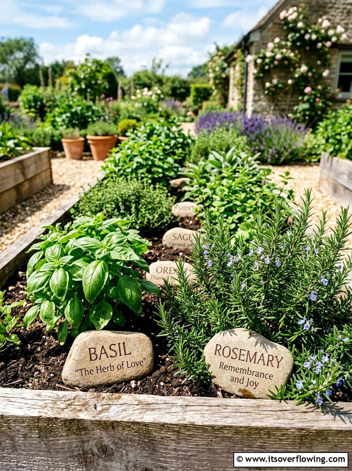 Herb Garden Name Stones - 25 creative garden ideas with quote stones