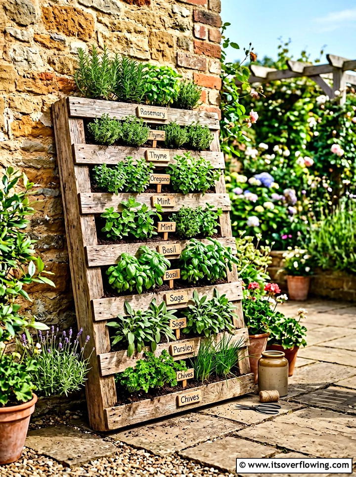 Herb Garden Pallet - 25 creative garden ideas with rustic charm
