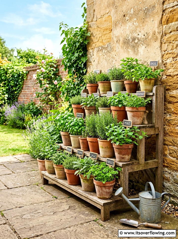 Herb Garden Shelf - 25 small garden ideas with boho style