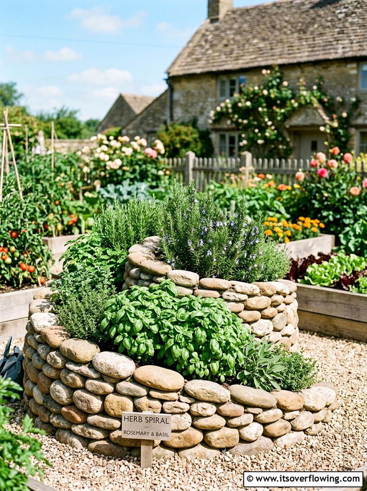 Herb Garden Spiral - 25 garden ideas for farmhouse homes