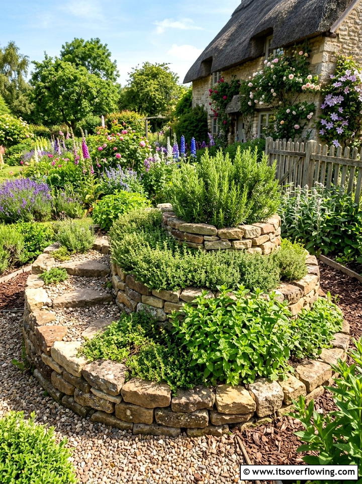 Herb Garden Spiral - 25 backyard ideas with cottage garden